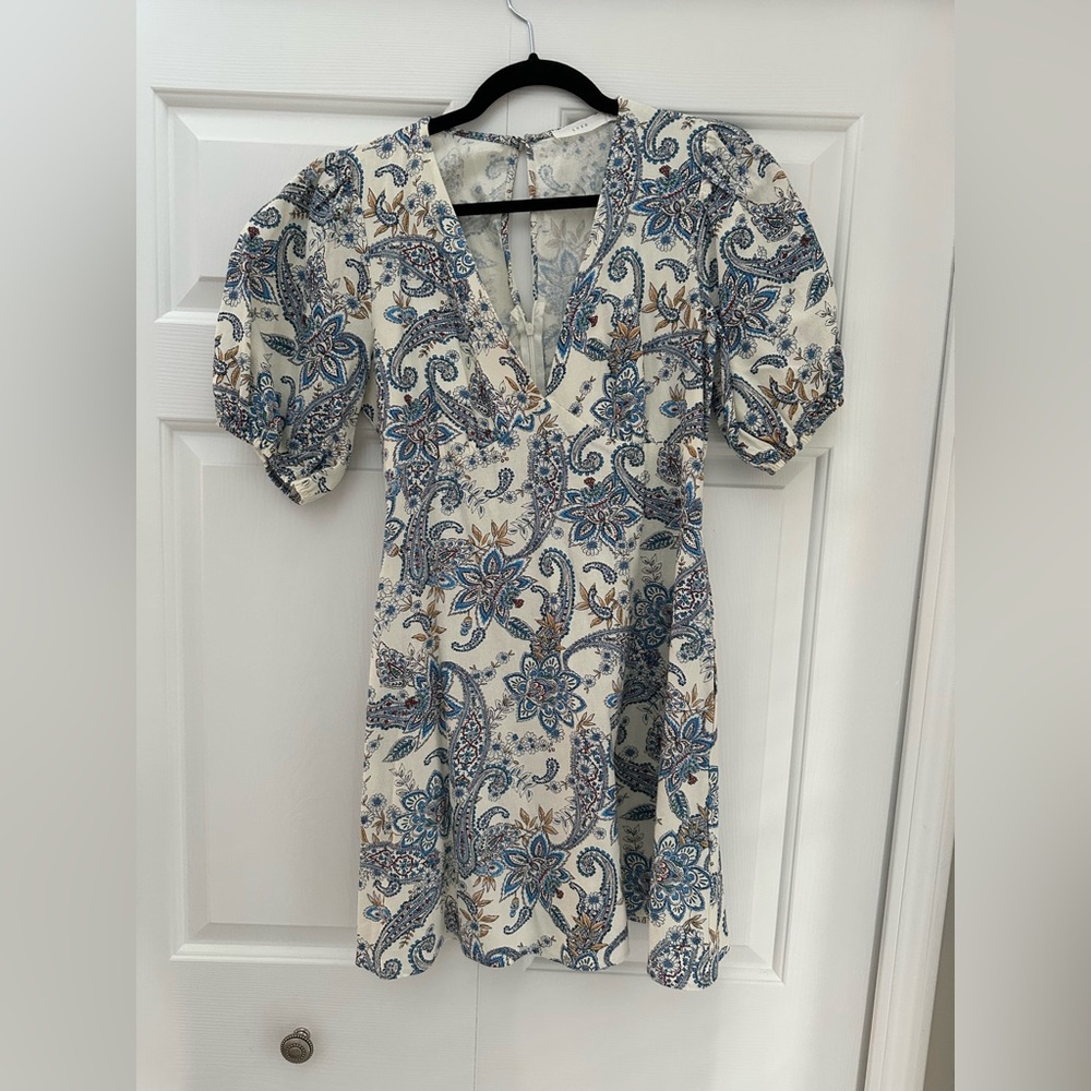 Lush Blue and Cream Floral Dress